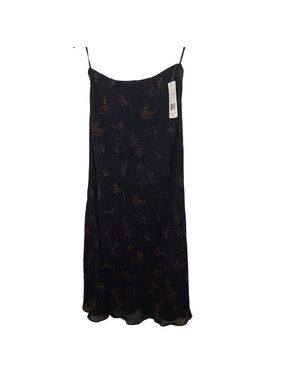 FINITY STUDIO Black Floral !00% Silk Midi Skirt Size 10